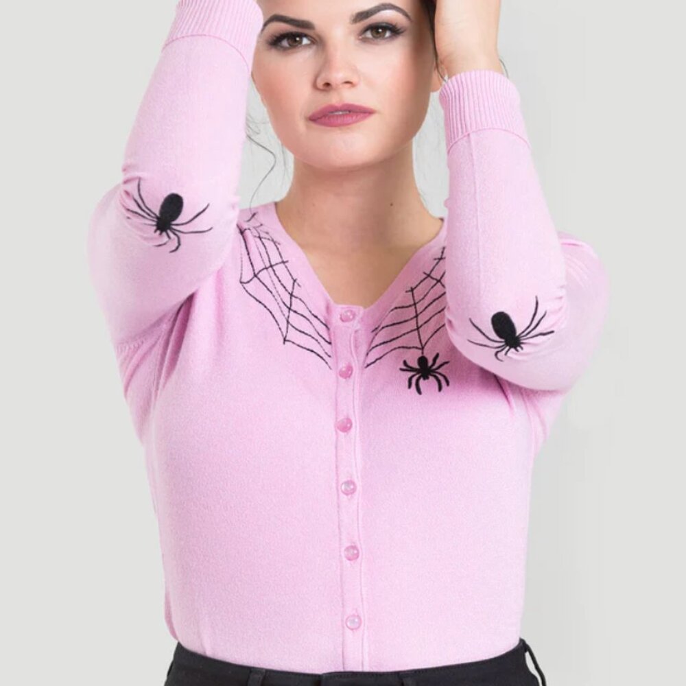 Hell Bunny Spider Cardigan in Pink Medium